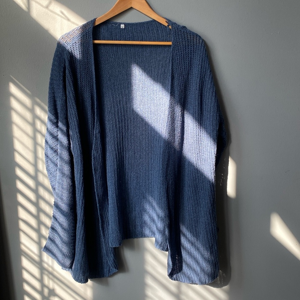 Blue Open Front Cardigan